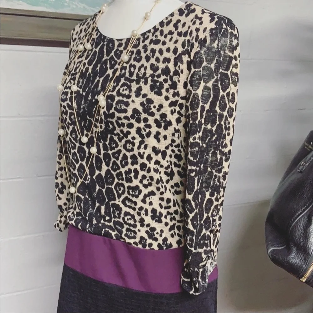Luxology animal print color block dress